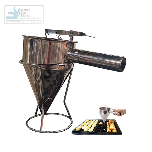 قیف کرپ و وافل ریز دستی استیل